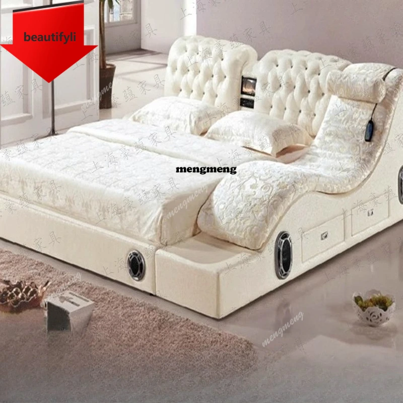 

Электронная японская кровать-массажер, уникальная, двуспальная, умная, с обивкой, каркасом и основанием, мебель для спальни