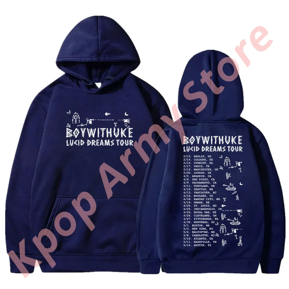 BoyWithUke Lucid Dreams Tour Merch Felpe con cappuccio Nuovo logo Pullover Inverno Donna/Uomo Moda Felpe casual