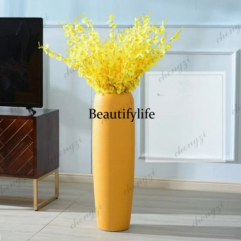 Ceramic floor-to-ceiling vase large flower arrangement dried flower living room home hotel ornament decoration, European style