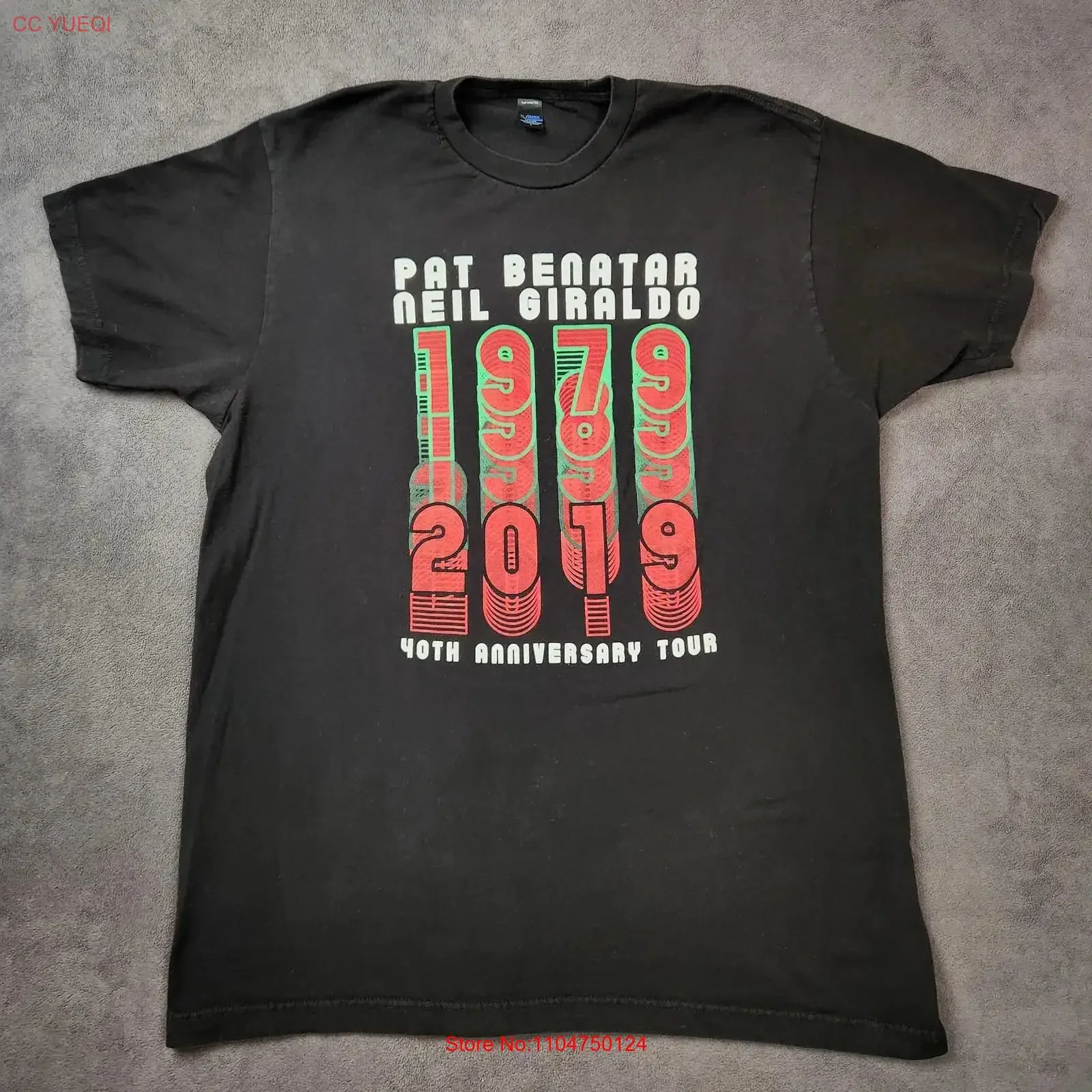 Pat Benatar Neil Giraldo T Shirt Mens Large Black 40th Anniversary Tour 2019 Band vintage Washed Breathable Stretched