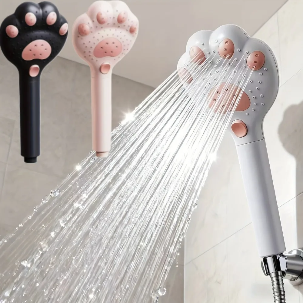 

Filtered Shower Head with Handheld Cute Cat Paw High Pressure 3 Spray Mode Massage Showerhead with Filters Hard Water Bathroom