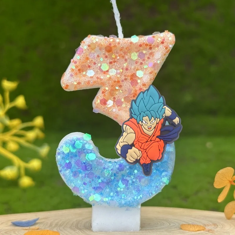 Picture 4: Dragon Ball Themed Number Candle 0-9 years old Kids Birthday Cake Decoration Supplies Cute Cartoon Anime Figure Party Decor Gift