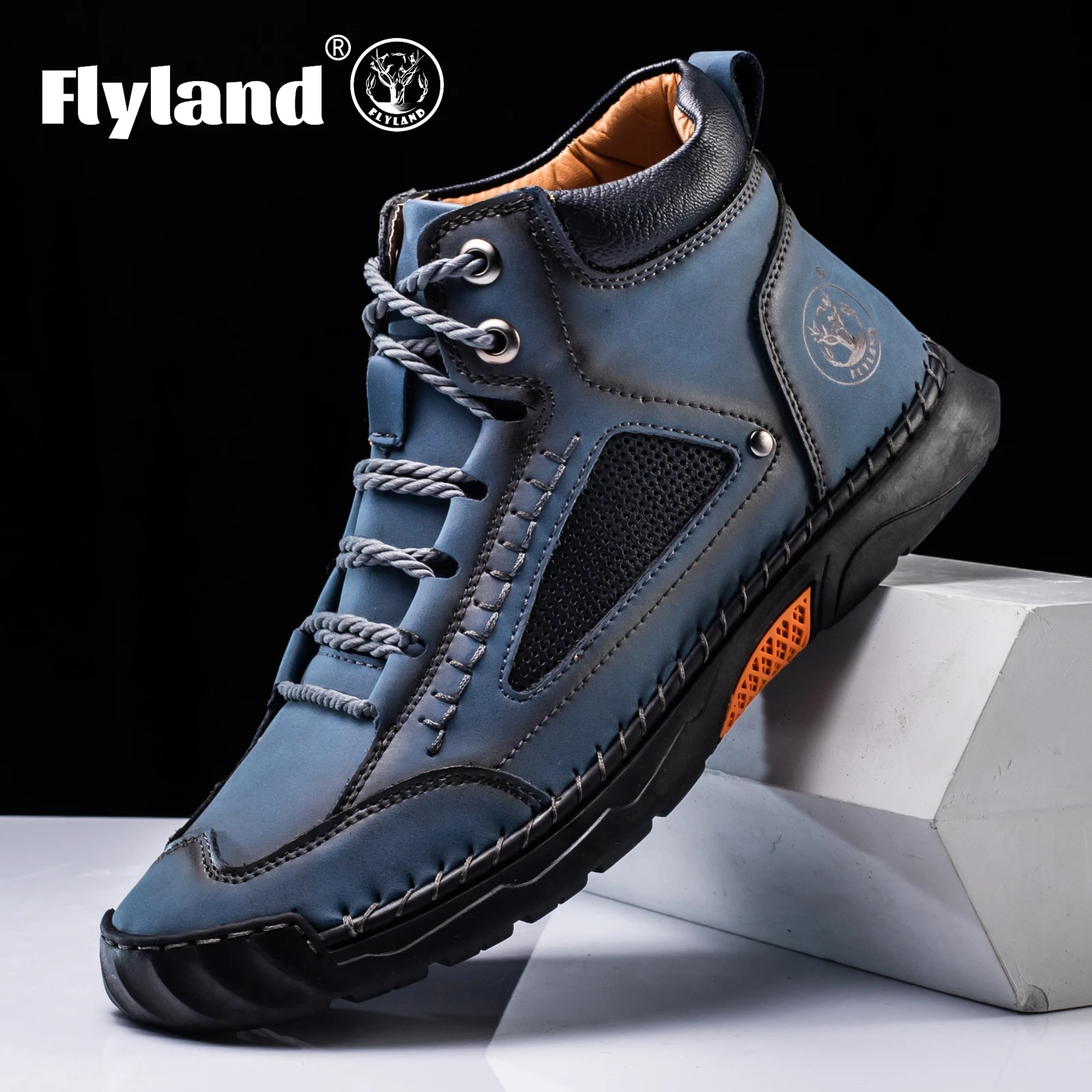 

FLYLAND/мужские классические винтажные мягкие, приятные для кожи деловые ботильоны из матовой натуральной кожи, повседневные ботинки ручной работы