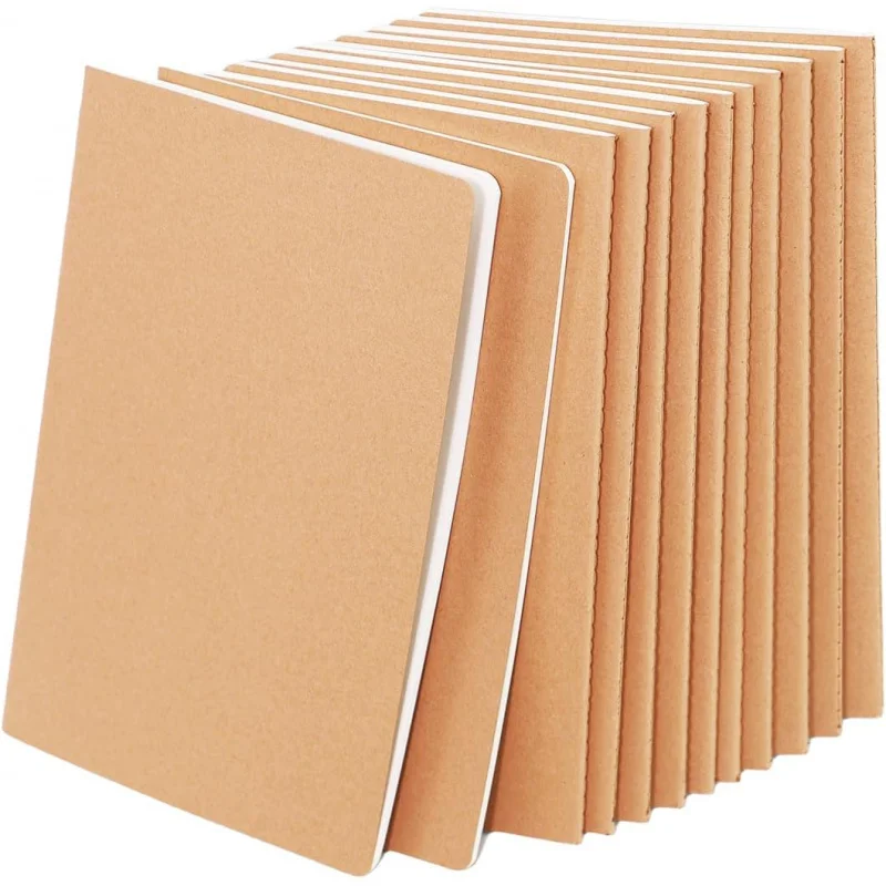 2pack Blank page A5 Blank Notebook Bulk Kraft Cover Travel Journals Composition Diary Subject Notebooks Planner 60 Pages, 8.3”x