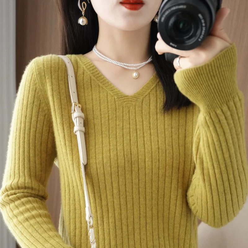 Sweater Women Autumn Winter Women Sweaters Fashion V-neck Cashmere Sweater Women Knitted Sweater Pullover 2022New Tops