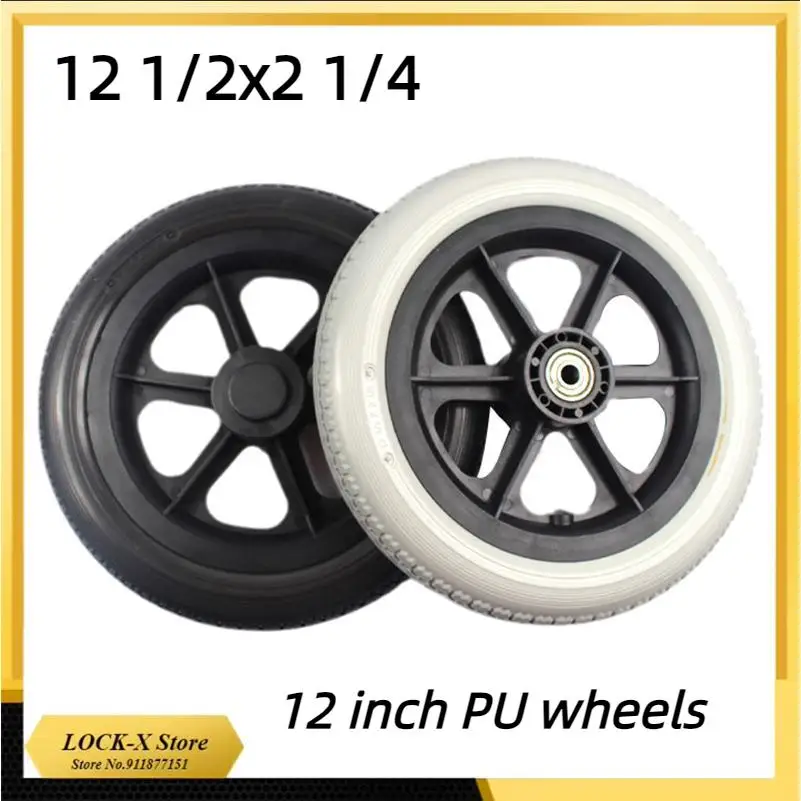 

12 Inch PU Wheel Professional Wheelchair Rear Caster Replacement Part Tool 12 1/2x2 1/4 Solid Non Pneumatic Tire Wheel