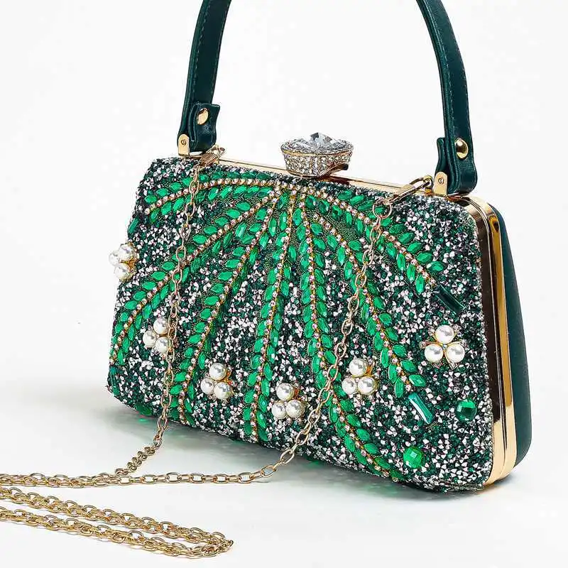 Hot Sale Full Soft Handbag European and American Style Dinner Bag High-Grade Gem Evening Bag On