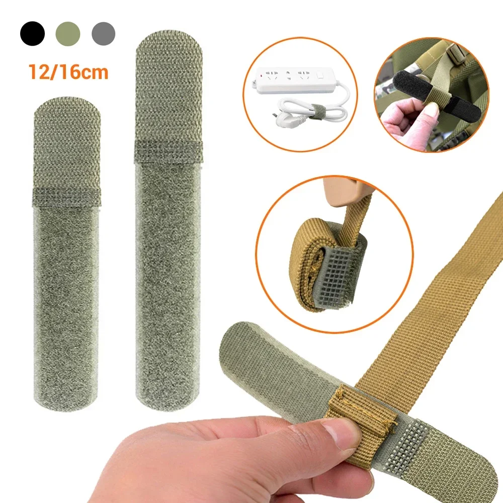 Picture 4: 2PCS Tactical Nylon Straps Cable Ties Strap Webbing Organizer Fix Hook Loop Grip Wrapping Cord Reusable Backpack Fastener Buckle