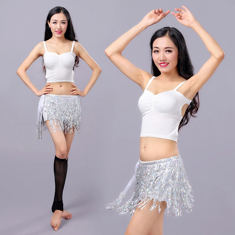 1PC Women Sexy Belly Dance Hip Waist Scarf Wrap Belt Dress Female Show Costumes Sequins Tassels Thailand/India/Arab Dancer Skirt