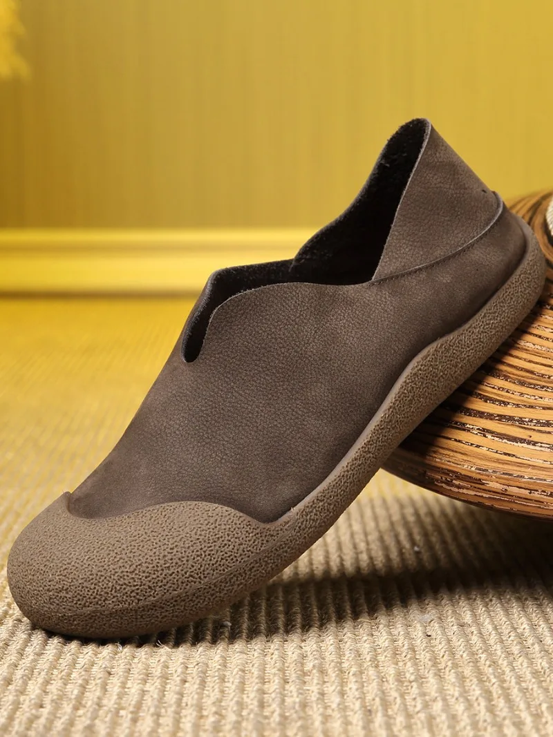 Designer Fashion Cowhide Men's Shoes Summer Breathable Genuine Leather Loafers Male Outdoor Casual Soft Sole Leather Shoes