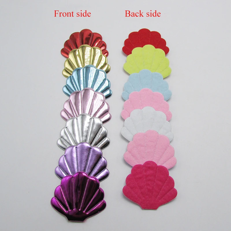 50pcs/lot 4.5x3.8cm Mix colors Pu Shell Padded Appliques For Cake Insert Cards and BB Clip Accessories  DIY Kid patches