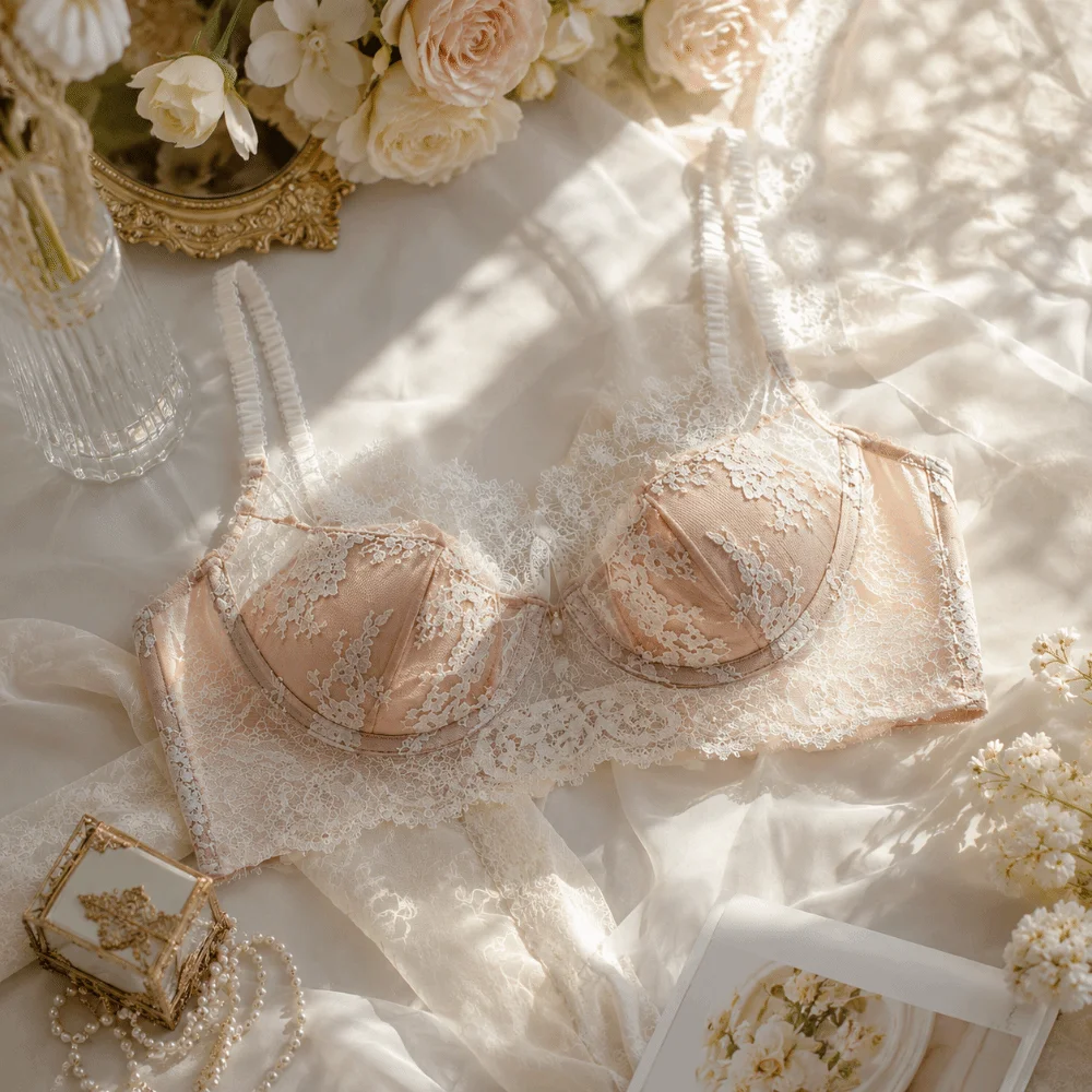 บราปักลายดอกไม้ ไร้โครง บราตาข - Embroidery Underwear บทวิจารณ์และราคา