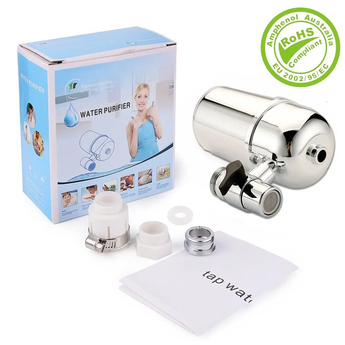 Water Filter for Sink,8 Layers Faucet Mount Water Filtration System,BPA-Free Double Water Outlets,Remove Scale,Chlorine,Sediment