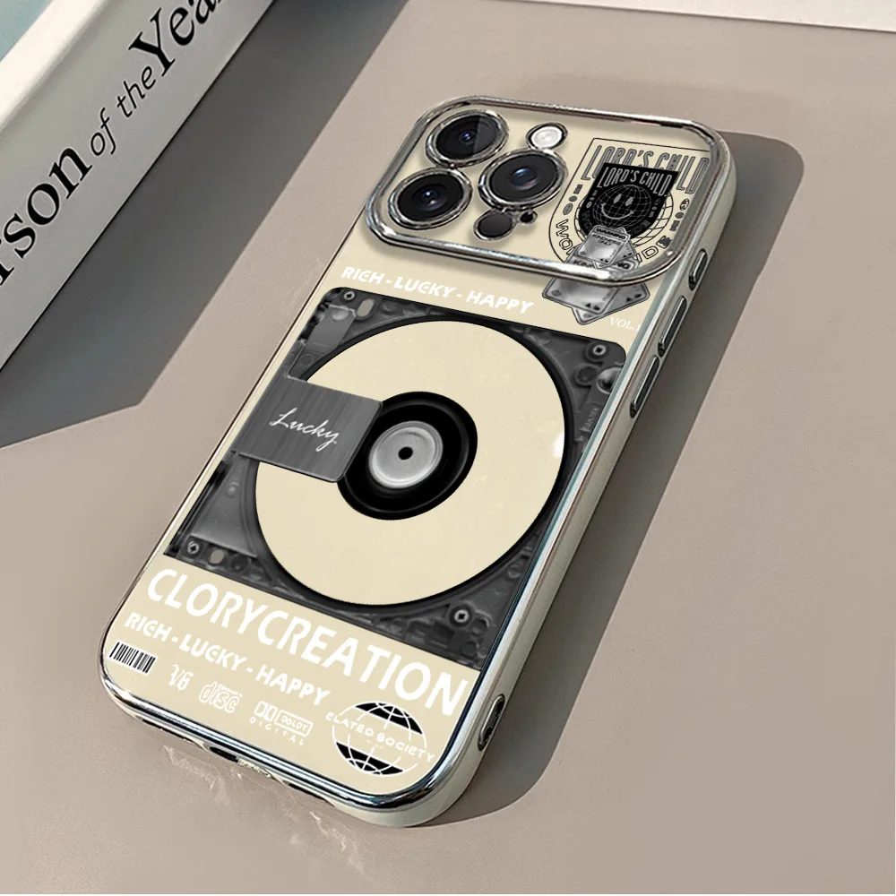 Retro CD Record High-end Creative Electric Ferry Large Window Phone Case For IPhone 12 11 13 14 15 16 Max Pro Plus Shell