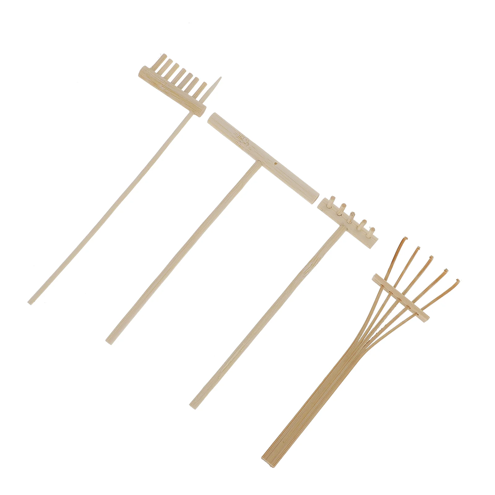 4 Pcs Sand Table Bamboo Rake Mini House Supply Zen Garden Decorative Rakes Plant Tool Micro Landscape Decorations Office