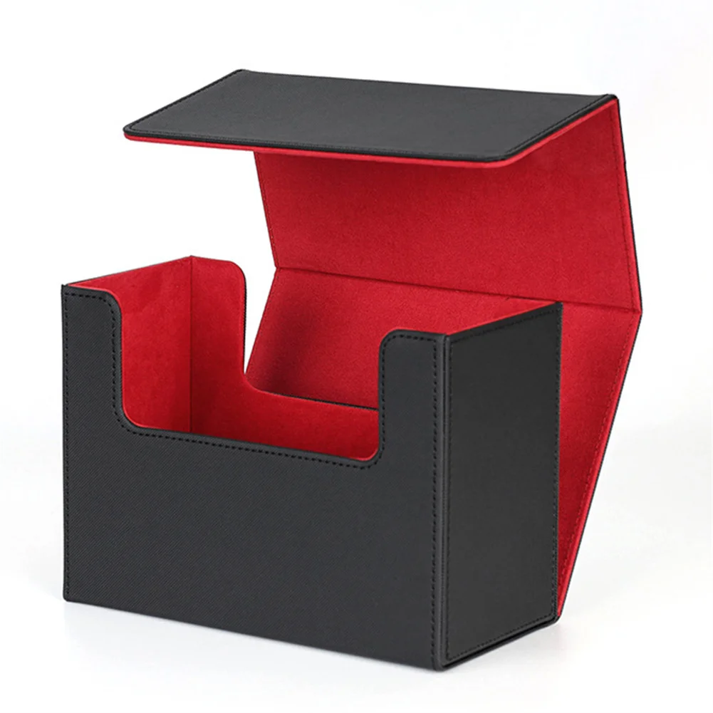 Trading Card Case Deck Box Storage Box Fits 80 Single Sleeved PU Leather Strong Magnet Card Deck Case for Cards