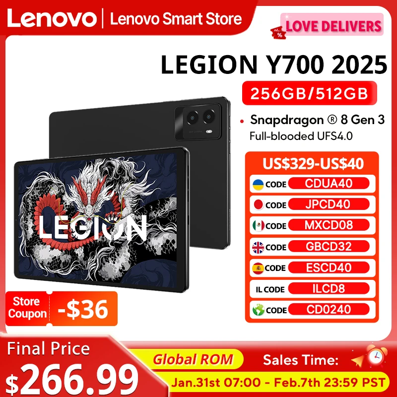 Lenovo LEGION Y700 2025 Tablet Snapdragon 8 Gen 3 Octa Core 8.8 Inch 165Hz Display Android 6550mAh