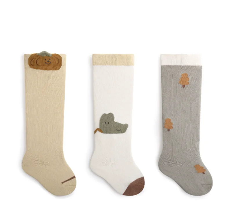 Chaussettes Hautes en Coton pour Bébé Garçon et Fille, Mignonnes, pour Anniversaire, Noël, Nouvel An, Automne et Hiver, 3 Paires