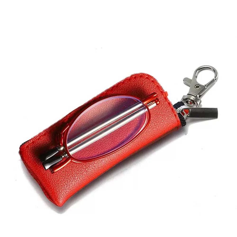 

Foldable +1.0~+4.0 Resin Anti-Radiation Metal Key Chain Women's Reading Glasses With Storage Bag Folding Reading Glasses