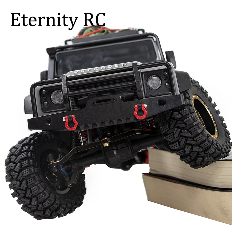 牽引フック付きメタルフロントおよびリアバンパー、TRX4M ディフェンダー、1/18 RC クローラー、車のアップグレードパーツ、アクセサリー