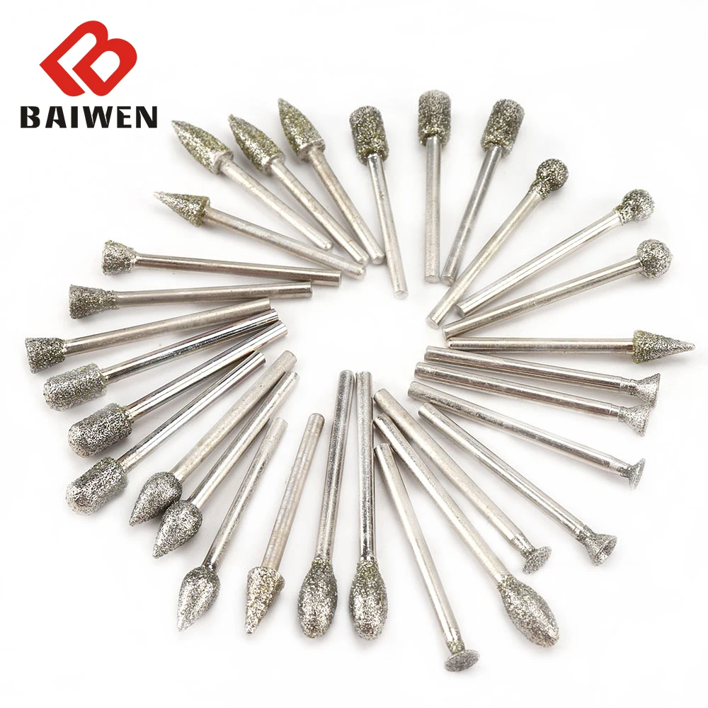 

3mm Shank Diamond Milling Cutter Rotary Tool Burr Double Diamond Cut Rotary Dremel Metal Wood Electric Grinding