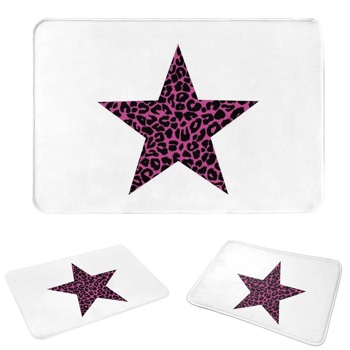 Leopard Print Pattern In Pink And Black Doormat Absorbent Mat Carpet Rug Kitchen Entrance Home Floor Mat for Bedroom Footpad Mat