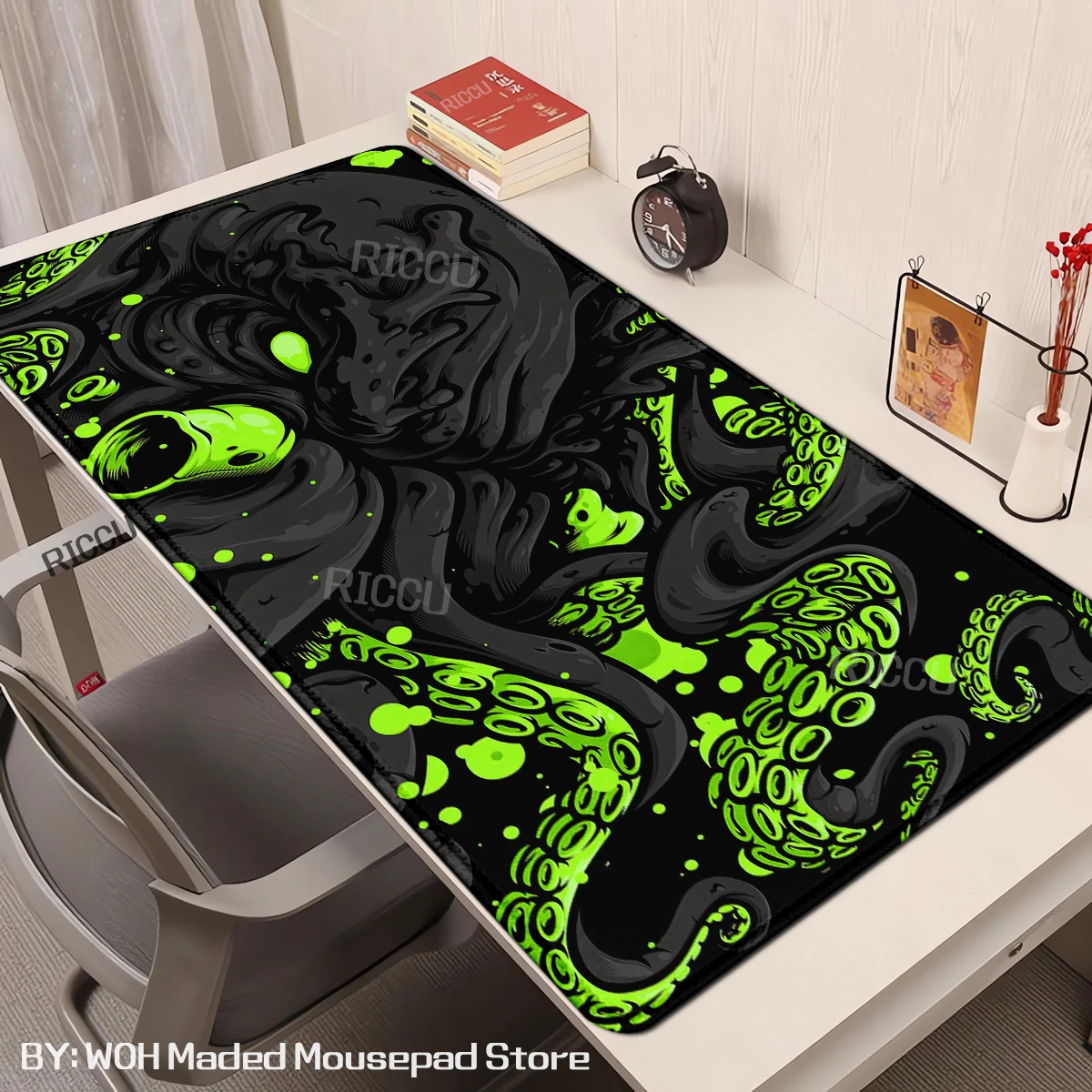 HD Art Octopus Mousepad Large Gaming Keyboard Mouse Mat Rubber Mouse Pad Purple Deskpad Black Mousemat Extended Tablemat 900x400