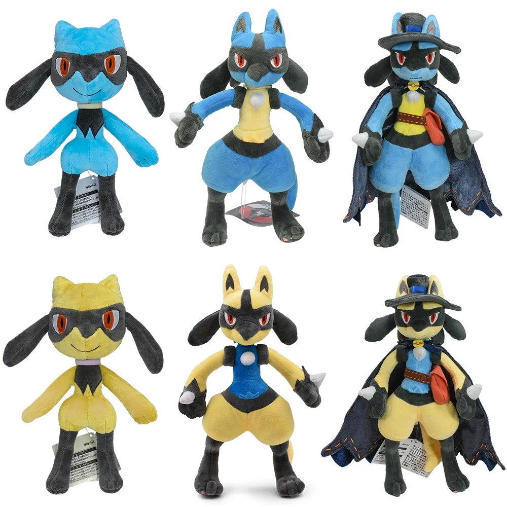 Lucario Riolu Plush Toy Shiny Yellow Lucario Soft Stuffed Doll  Mega Lucario Evolution Version Halloween Xmas Gifts