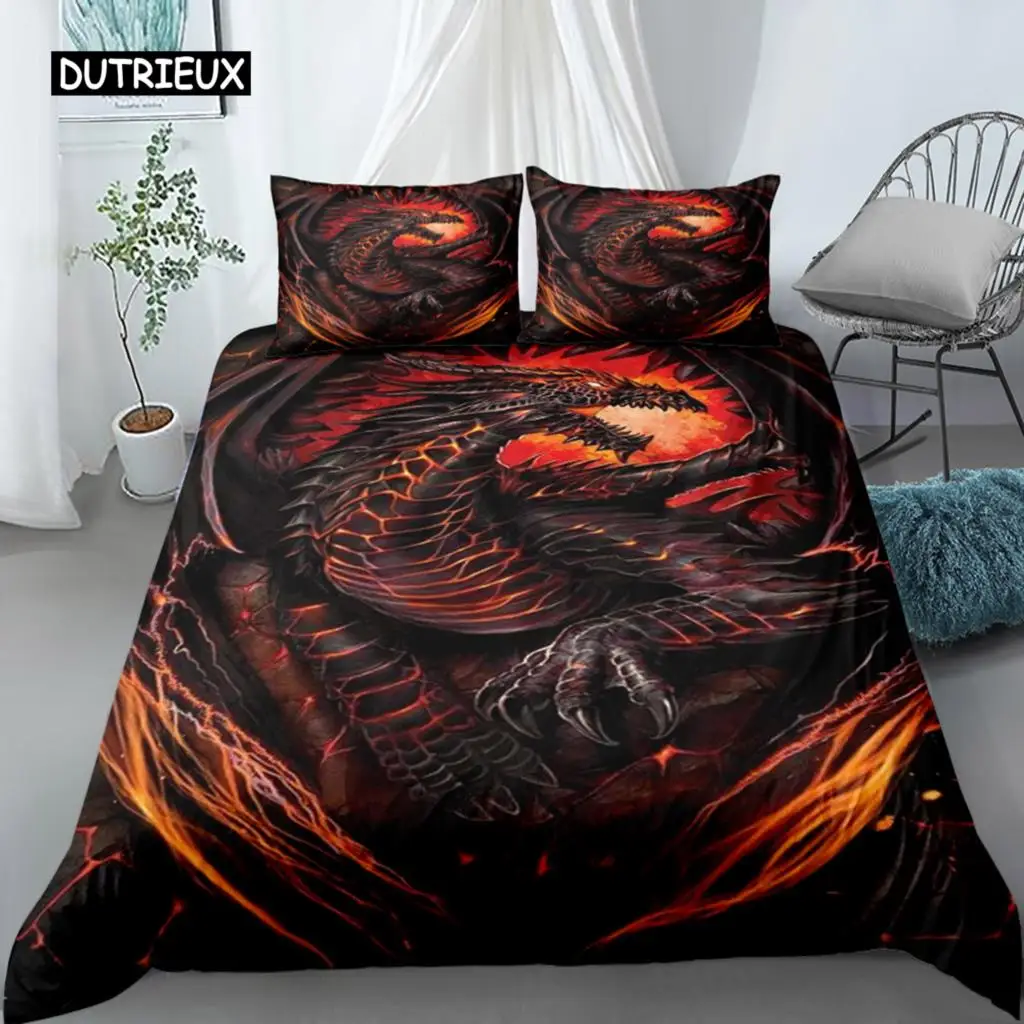 

Scientisfictional Dragon Duvet Cover Set Colorful Graffiti Bed Linen Set Bohemia Comforter Bedding Set Bedroom Set Queen