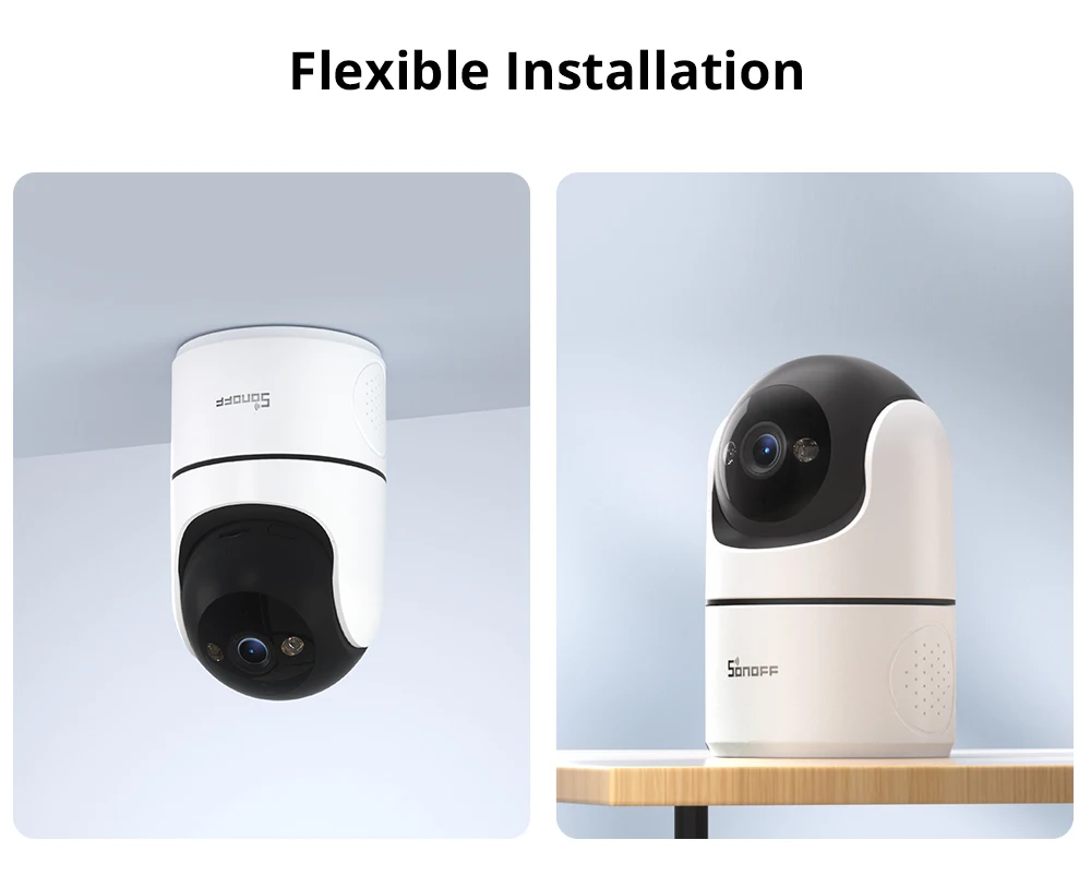 SONOFF CAM 팬틸트 2 스마트 실내 홈 보안 카메라 야간 투시 360 °   Alexa를 통한 파노라마 인간 감지 및 동작 감지