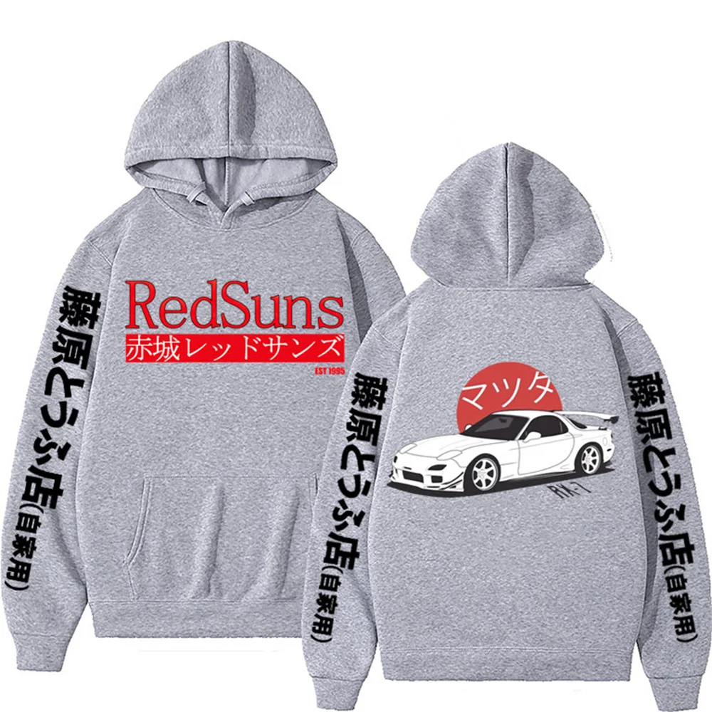 Anime Initial D Hoodies Mazda RX7 Printed Hoodie Men Women JDM Automobile Culture Hoodies Unisex Fashion Sweatshirt Men Clothing