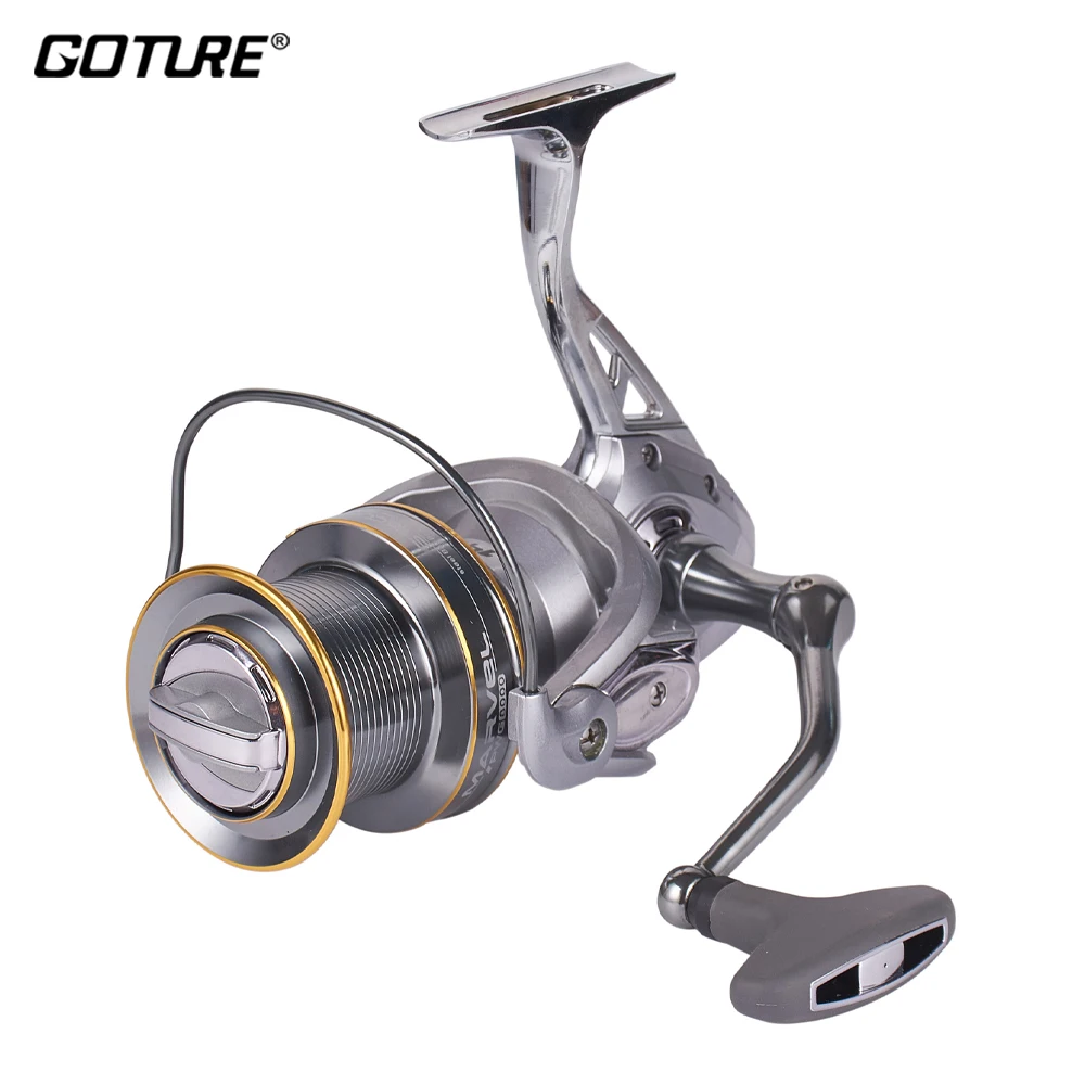 

Goture Metal Long Casting Fishing Reel 8000 10000 12000 Series Spinning Fishing Reel 14+1BB High Capacity Big Game Fishing Reel