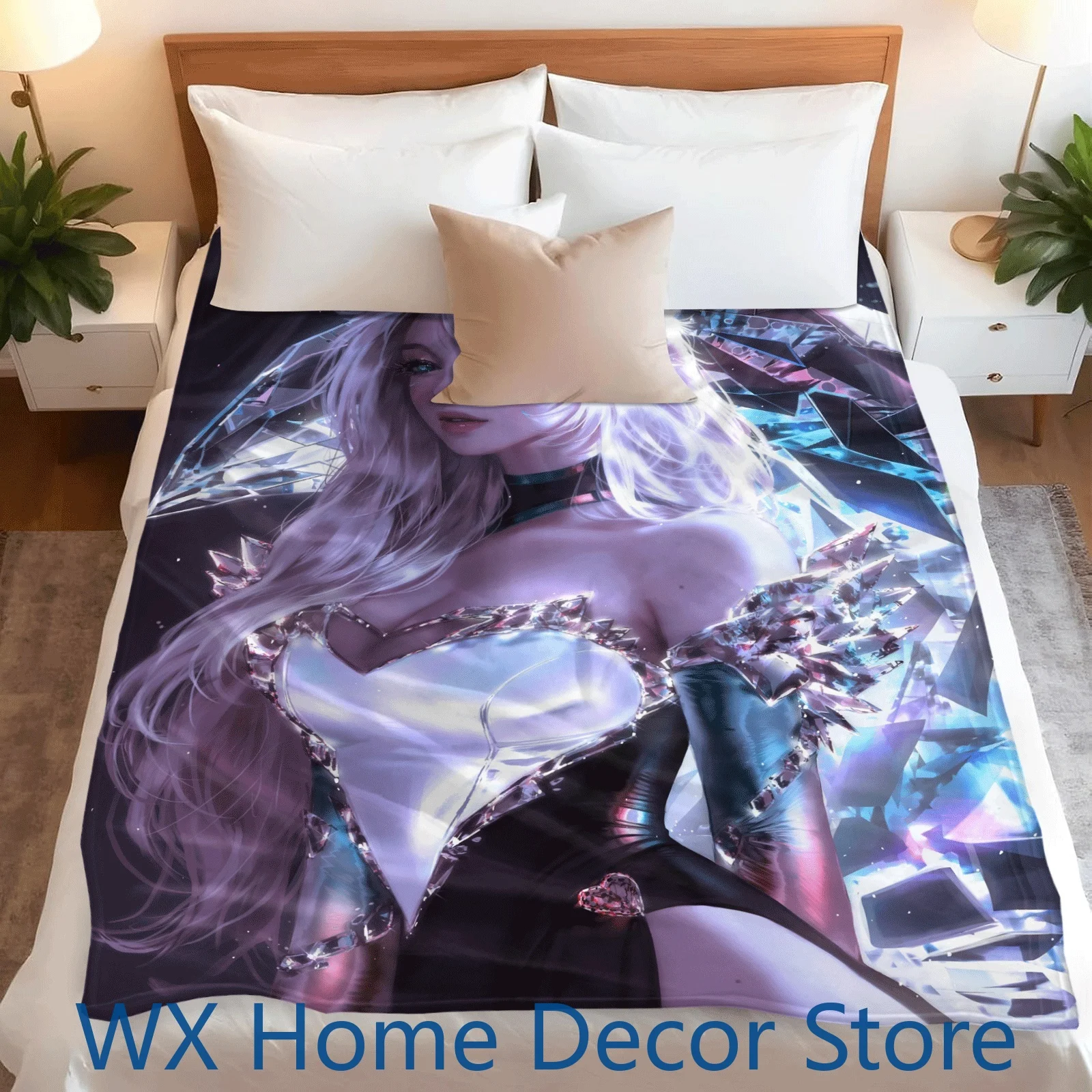 الصين أنيمي AI الفن الصوف بطانية-تصميم شخصية مغر آلة قابل للغسل الفانيلا غرفة الرياضة الإلكترونية بطانية الزخرفية