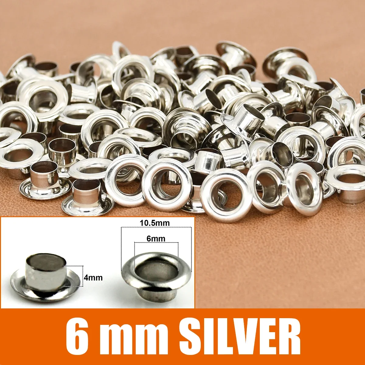 100sets 6/8/10/12mm Brass Eyelets with Washers Grommet Repairing Round Eye Rings for Shoes Bag Clothing Skin Belt Hat image 3