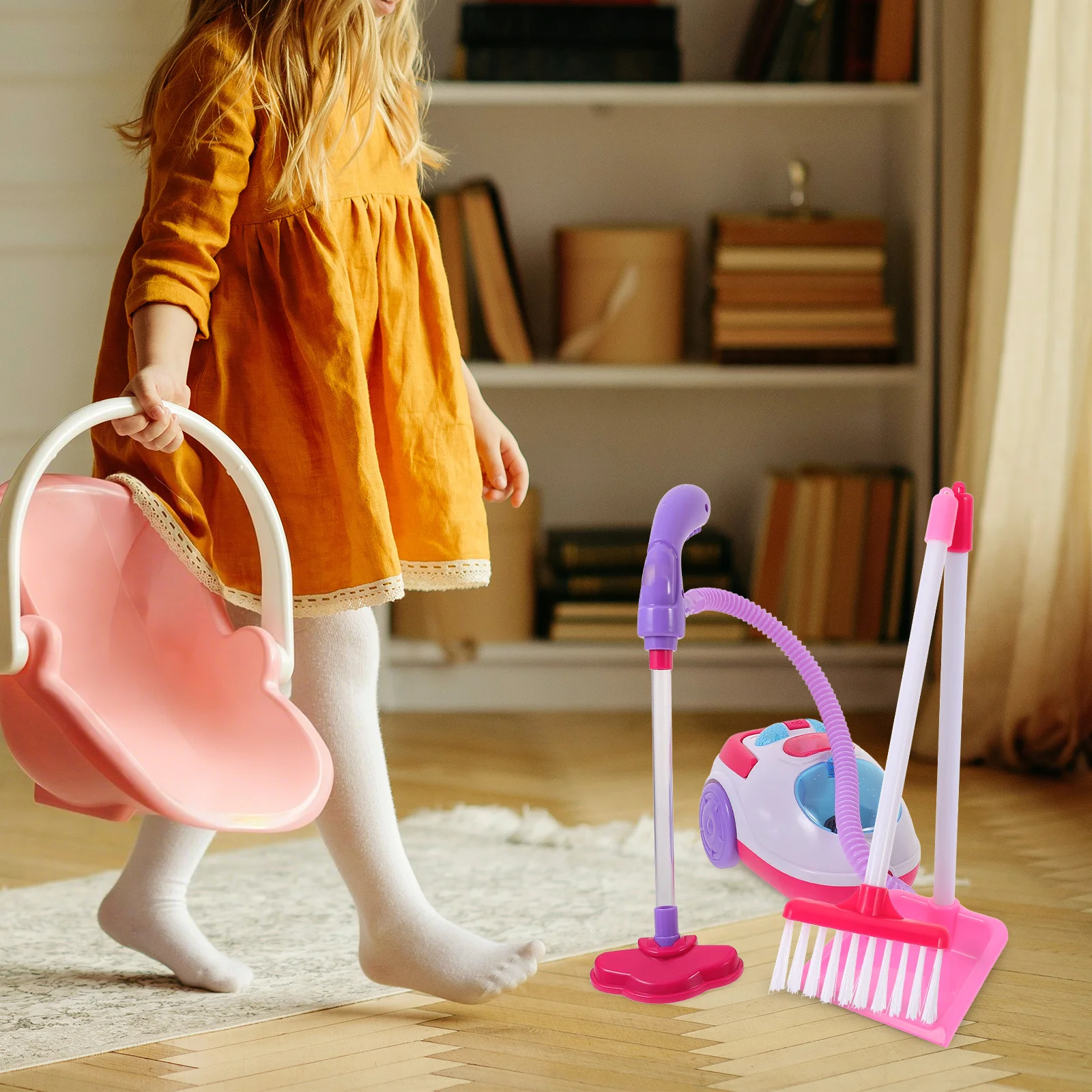 مجموعة واحدة من أدوات مسرح المكنسة الكهربائية للأطفال، إضاءة صوتية، مادة ABS متينة، حواف مستديرة، سهلة التركيب