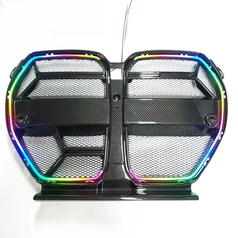 LED luminous Racing Grills for New M3 M4 G80 G81 G82 G83  RBG Dry Carbon Fiber Front Grille Replacement 2019-2025