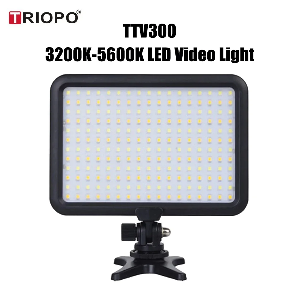 Светодиодный светильник для видеокамеры TRIOPO TTV300, двухцветный, 3200-5600K, панель для фотосъемки, лампа для съемки в помещении, портретный рынок, прямая трансляция