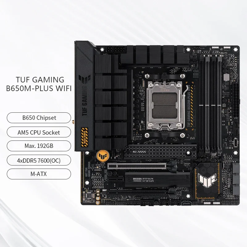 

TUF GAMING B650M-PLUS WIFI Motherboard DDR5 with 2 DIMM 192GB AM5 Socket Micro ATX Motherboard