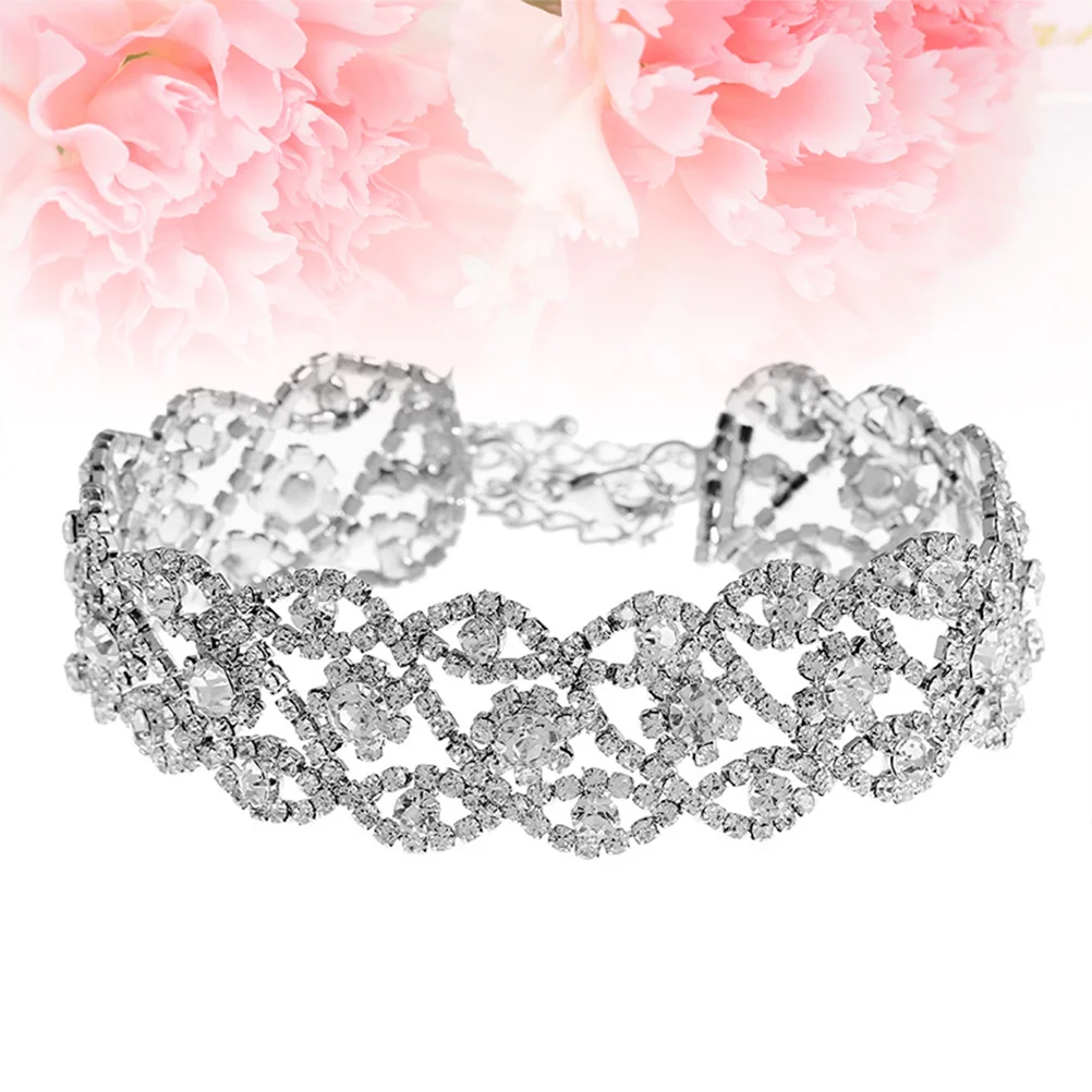 

Crystal Choker Necklace Silver Simulated Diamond Rhinestone Jewelry for Women Elegant Gift Party Wedding Daily Wear