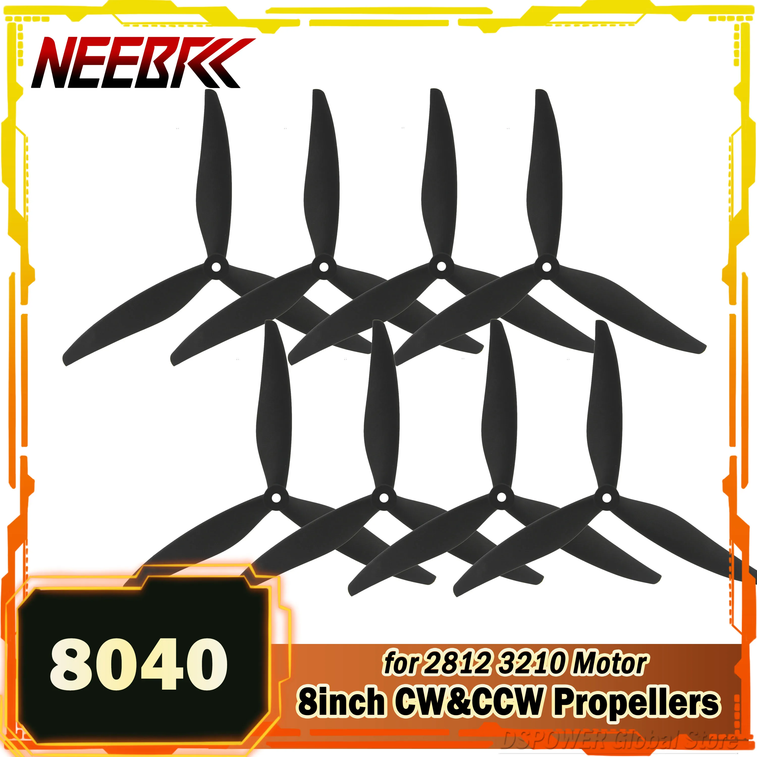 

2/4/8Pairs NEEBRC 8040 8inch 3-Blade Propellers Low Noise CW CCW FPV Racing Drone Blade for RC Quadcopter Mark4 2812 3210 Motor