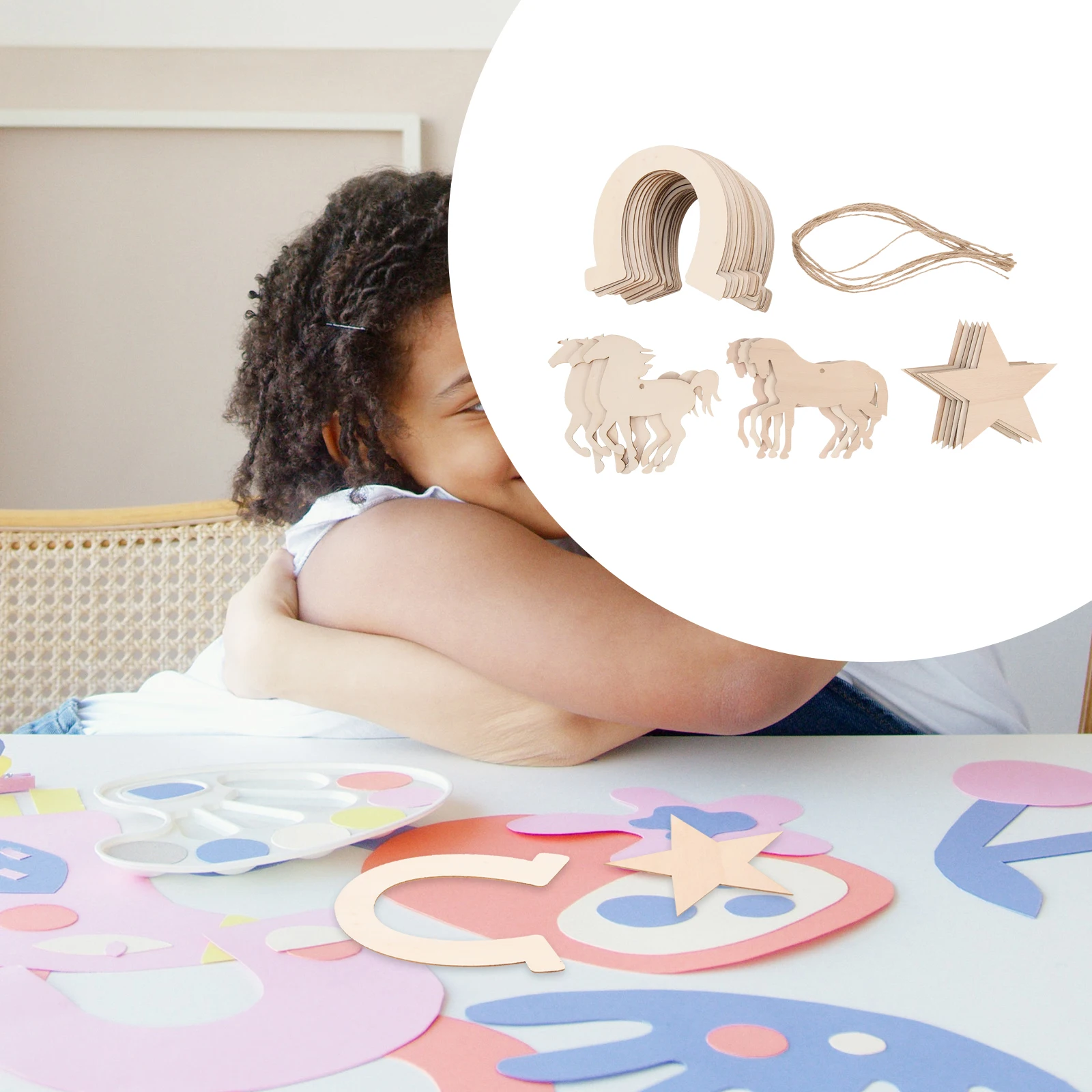 

36pcs Wooden Horse Cutouts Wood Horseshoe Slices Diy Graffiti Chips Unfinished Wood Pieces For Crafts Painting Decor Handmade