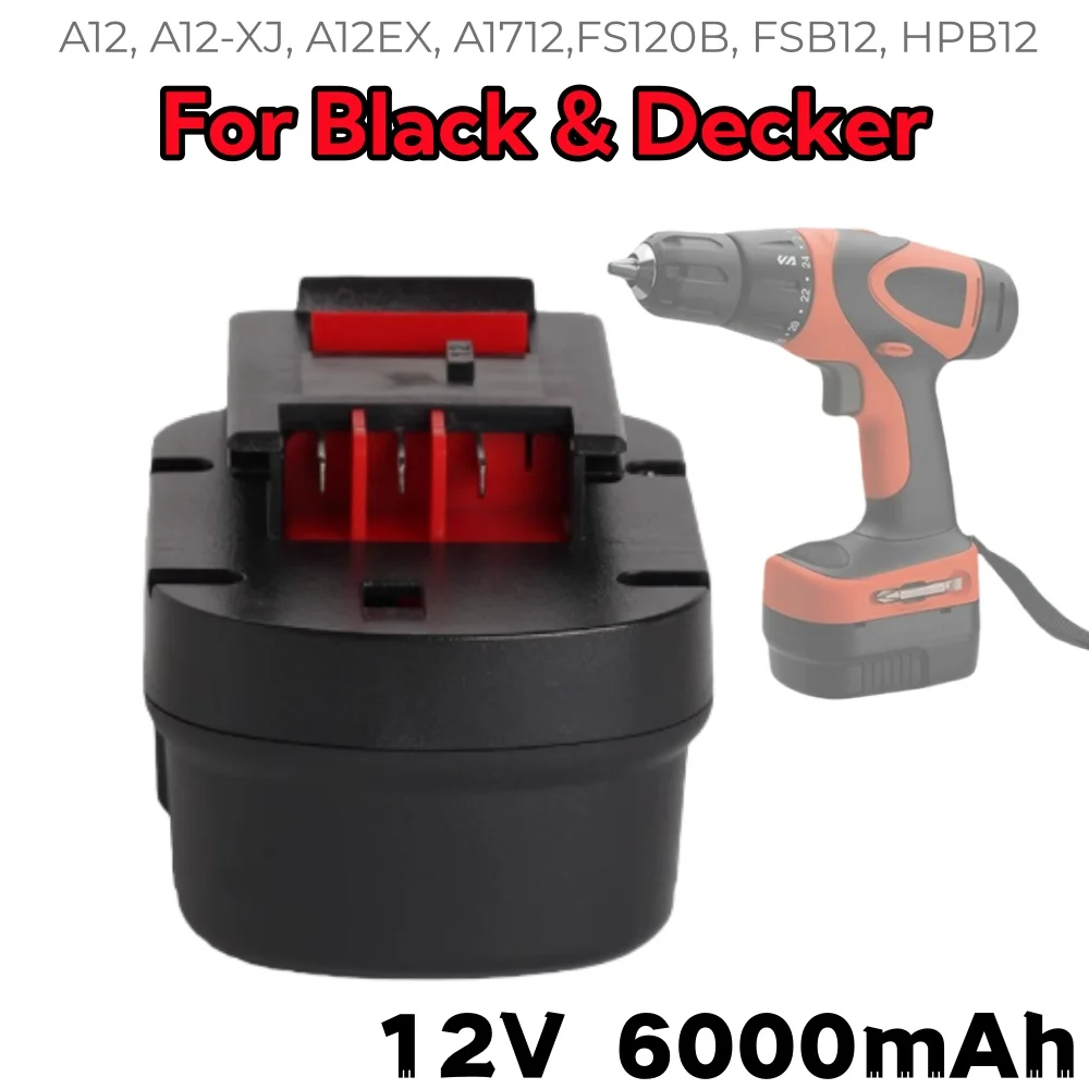 

Сменный аккумулятор NI-MH 12 В, 6,0 Ач для Black & Decker A1712 FS120B FSB12 HPB12 A12 A12-XJ A12EX FS120B FSB12 FS120BX