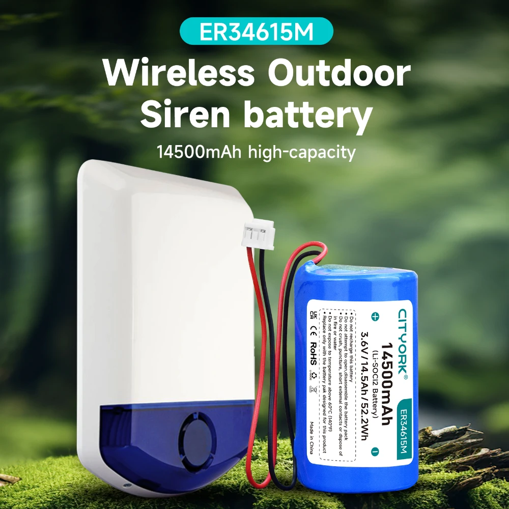 14500mAh 3.6V ER34615M 교체용 리튬 이온 배터리 DSC 알렉소르 무선 야외 경보기 WT4911, WT4911B, WT8911에 적합