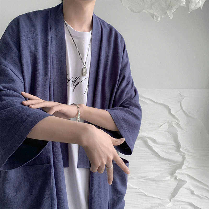 

Новая китайская мужская одежда irt Seven Sve Vintage Dao Pao Wind Sensation High End Feeling Hanfu Верхняя одежда свободного покроя из полиэстера...