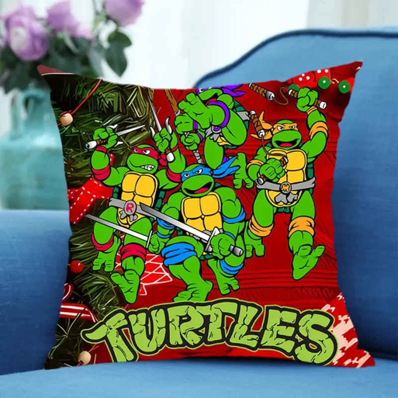 Christmas Teenage Mutant Ninja Turtles Cartoon Pillowcase Festive Decorations Pillowslip Living Room Bedroom Pillow Car Cushion
