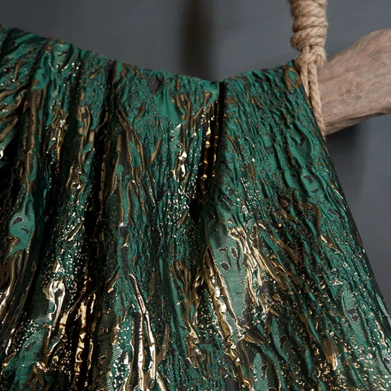 Textura convexa côncava super forte, verde, ouro, padrão de veia tridimensional, textura jacquard, tecido de alívio, tecido hanfu