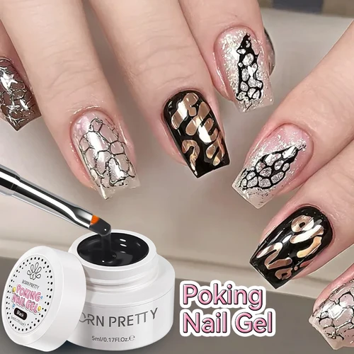 Imagen 2 del producto BORN PRETTY 5ml Poke Poke Nail Art Gel pegamento negro blanco textura ondulada pintura de uñas arte Gel Soak Off UV LED barniz