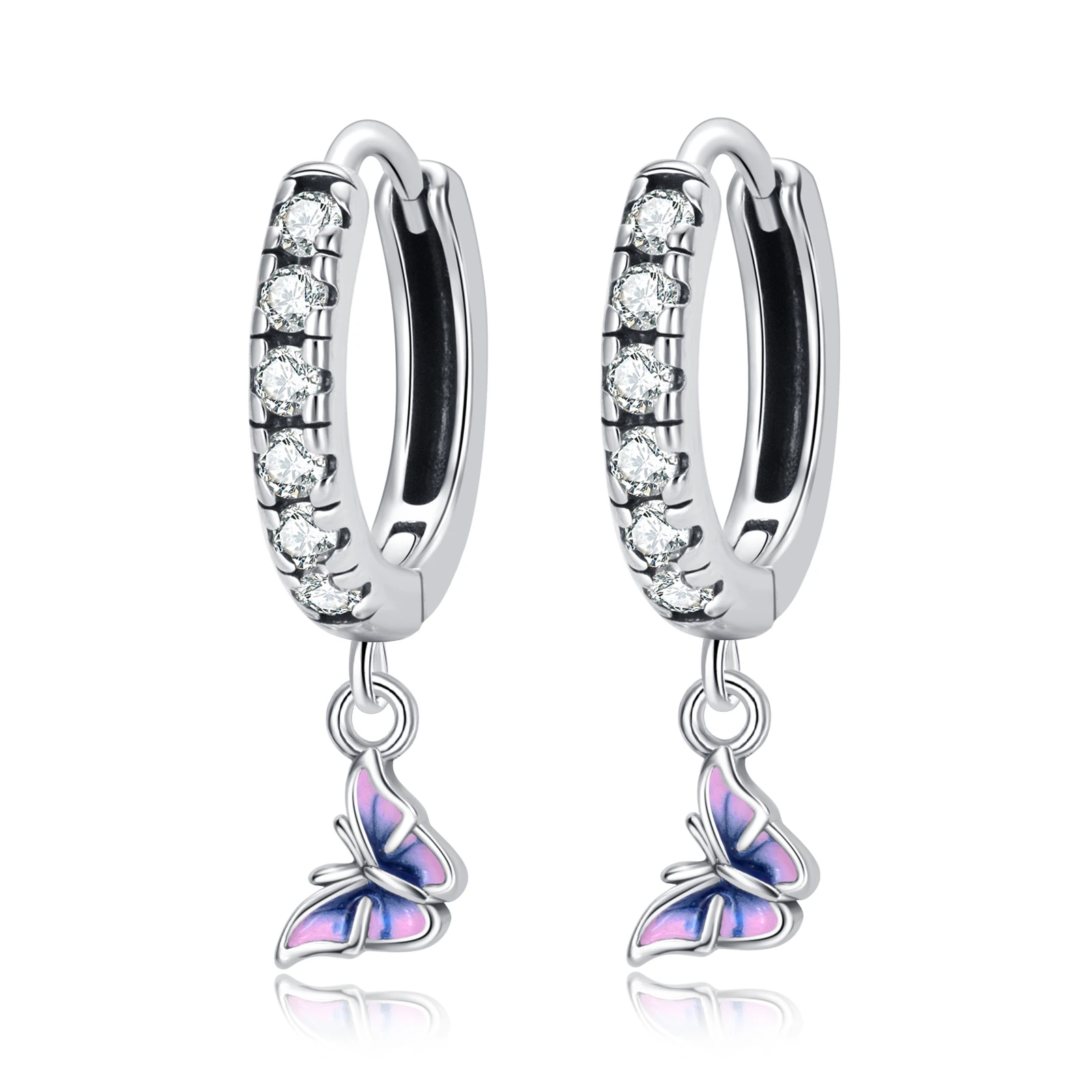 

PANQDIY 925 Sterling Silver Charm Earring Butterfly Pendant Earrings Suitable for Giving Ladies Valentine's Day Jewelry Gifts