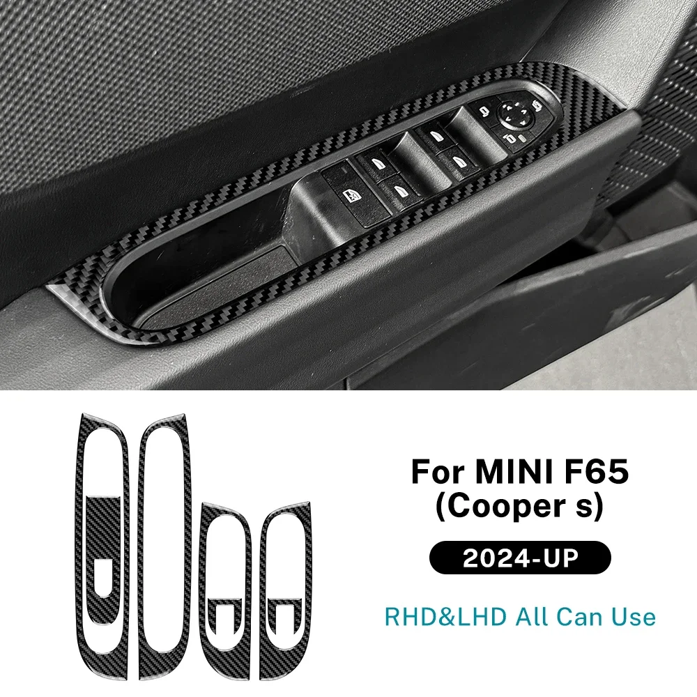 

Настоящая мягкая наклейка из углеродного волокна для BMW Mini Cooper S F65 2024 2025, кнопка переключения подъема окна двери автомобиля, рамка, внутренняя отделка