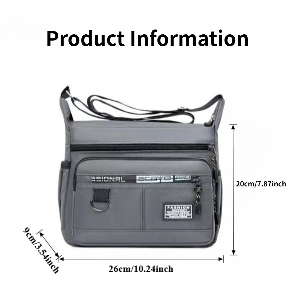 Men's Multi-layer Crossbody Bag, Large Capacity Waterproof Shoulder Bag with Multiple Pockets for Daily Commute Business